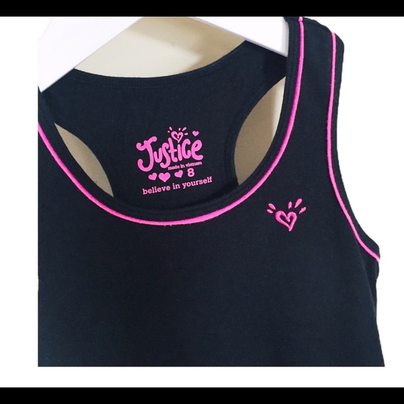 JUSTICE Neon Animal Print Mixed Media Racerback Tank Hot Pink Girl Age 8Y - Picture 5 of 8